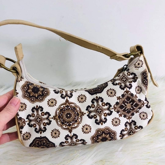 Clutch Purse white with brown and tan green jewels - Picture 4 of 8